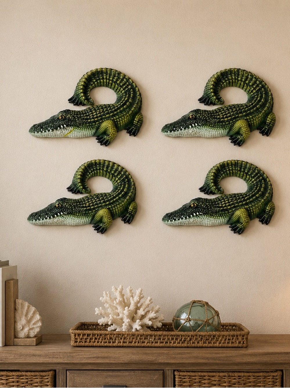 Set of 4 Charlotte International Alligator Crocodile Wall Plaques